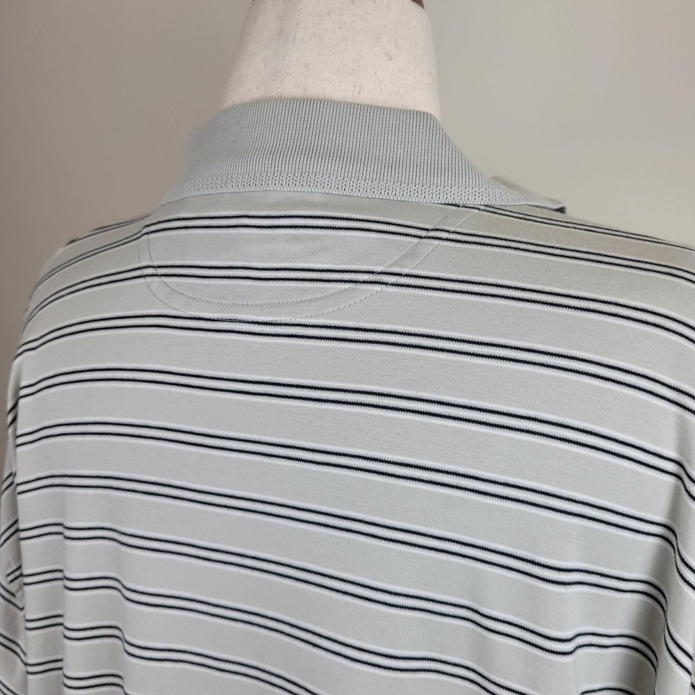 Vintage 90s Hathaway Polo Shirt Mens XXL grey Pima Cotton stripes 3 three button - Picture 11 of 16